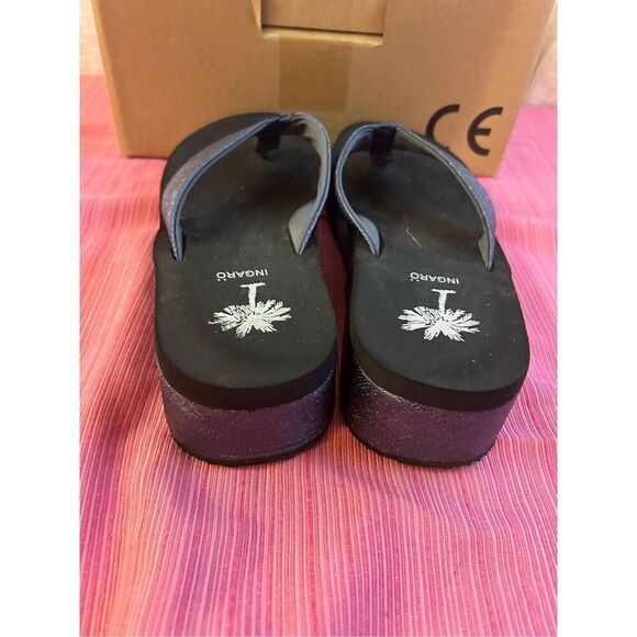 Ingari platform flip flop sandals size 8-8.5 light weight Blue sparkle strap - Picture 3 of 5